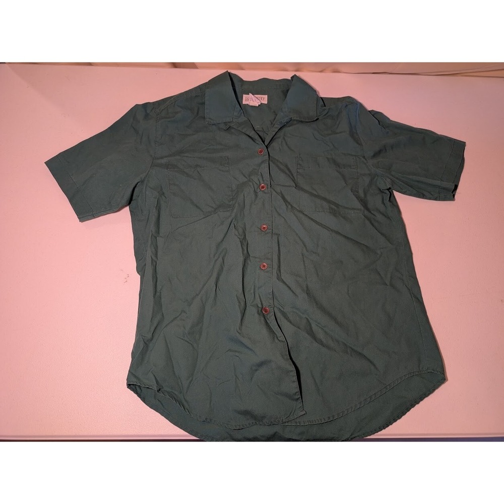 Lands End Women's Green Short Sleeve Button Shirt Size 14 Regular Gently Used - Picture 1 of 3